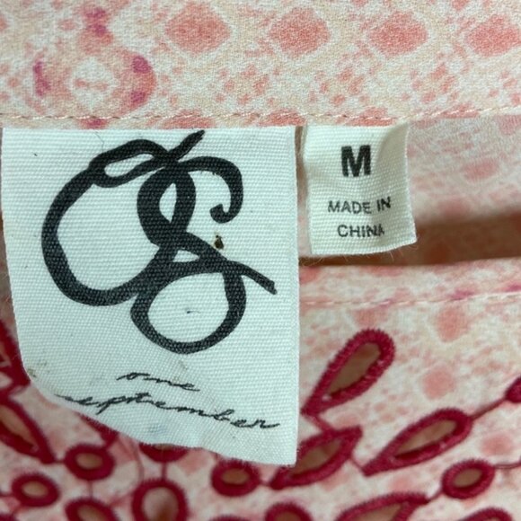 Anthropologie‎ One September Euphemia Peasant Top Medium Tie Neck Pink Blouse M - Picture 3 of 8